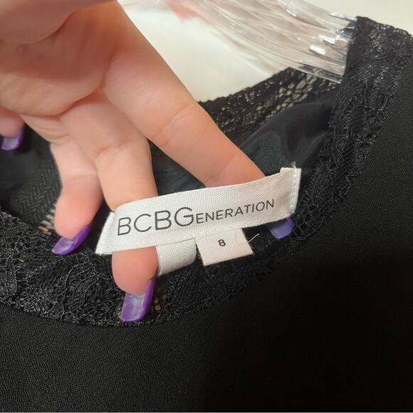 NWT BCBGeneration Black Dress with Lace Emo Goth Wednesday Adams Size 8 - Picture 4 of 6